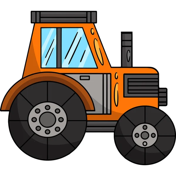 Cartoon Clipart Shows Tractor Vehicle Illustration — стоковый вектор