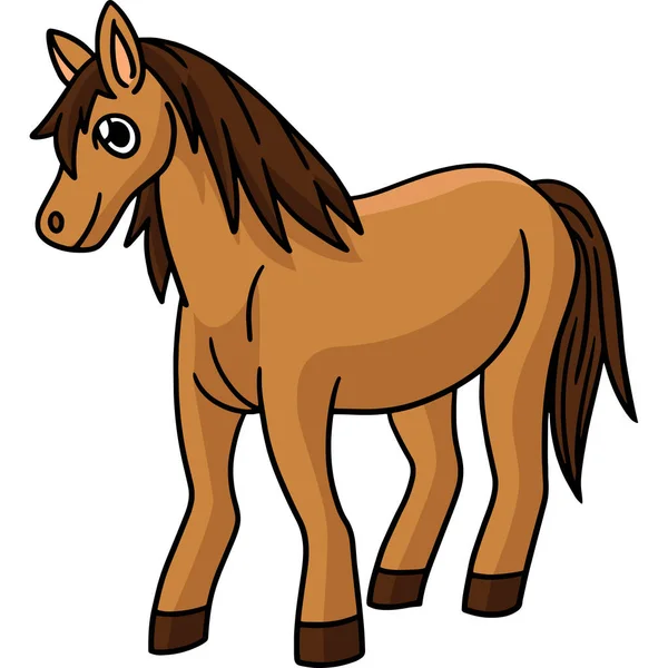 Este Clipart Desenho Animado Mostra Uma Ilustração Cavalo — Vetor de Stock