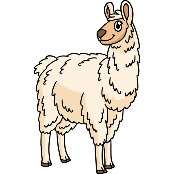 Deze Cartoon Clipart Toont Een Lama Illustratie — Stockvector