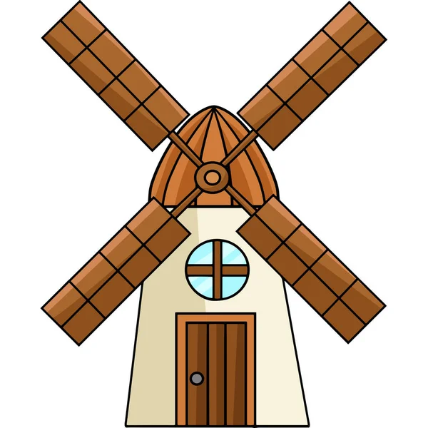Cartoon Clipart Shows Windmill House Illustration — Stock Vector