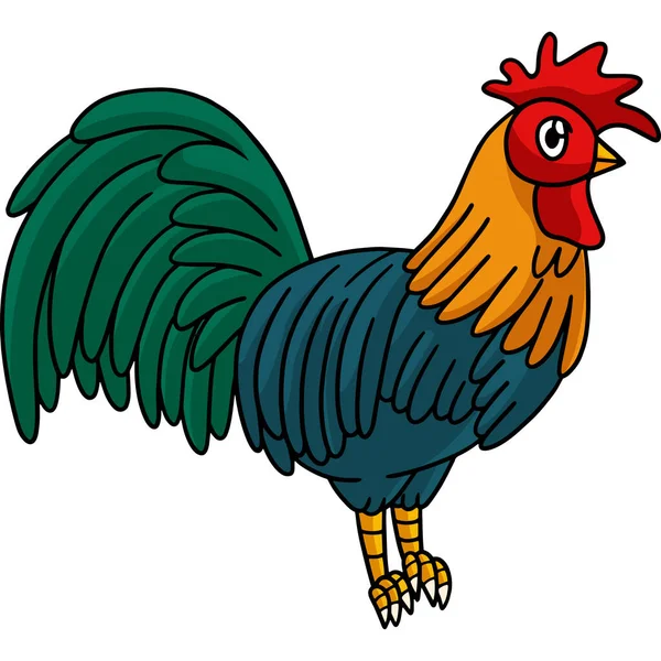 Cartoon Clipart Shows Rooster Illustration — Stock Vector