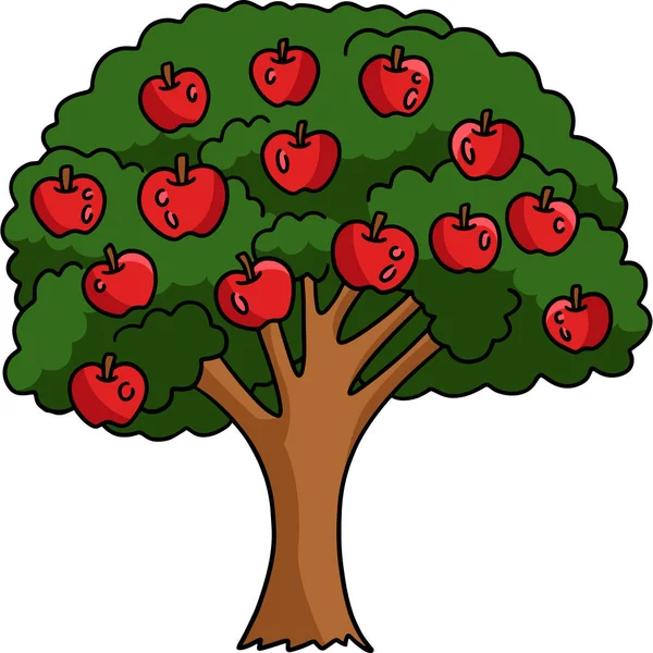 Cartoon Clipart Shows Apple Tree Illustration — стоковый вектор