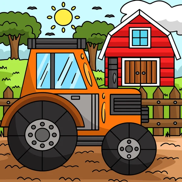 Rajzfilm Előfizető Mutat Egy Traktor Jármű Illusztráció — Stock Vector