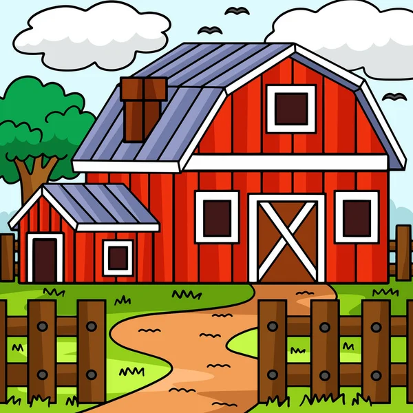 Cartoon Clipart Shows Farmhouse Illustration — Stock Vector