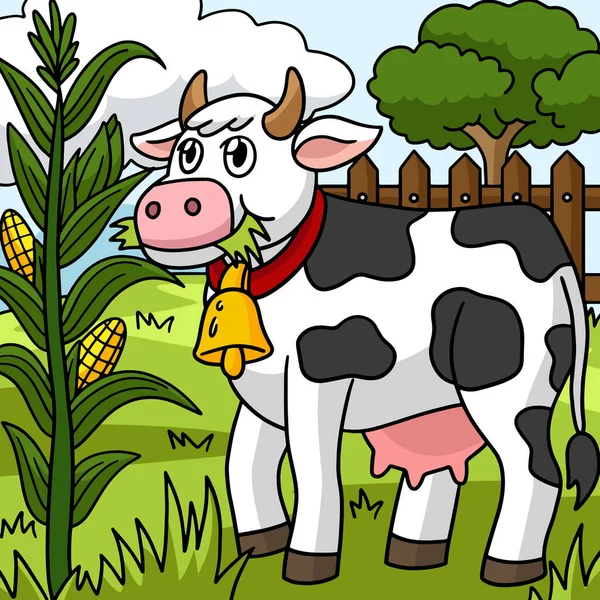 この漫画クリップは牛のイラストを示しています — ストックベクタ