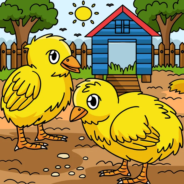 Clipart Dessin Animé Montre Une Illustration Poussin — Image vectorielle