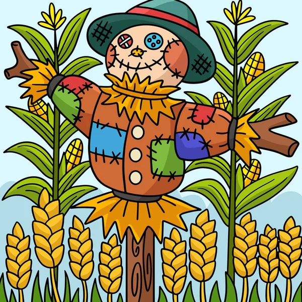 Cartoon Clipart Shows Scarecrow Illustration — Stock Vector