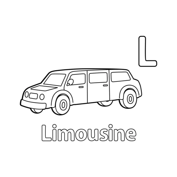 Abc Vector Image Shows Limousine Coloring Page Isolated White Background — Stock Vector