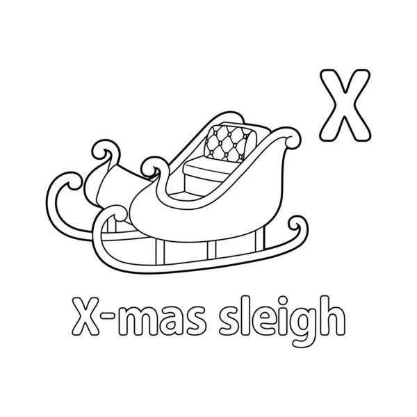 Abc Vector Image Shows Mas Sleigh Coloring Page Isolated White — Stok Vektör