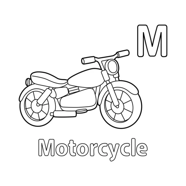 Abc Vector Image Shows Motorcycle Coloring Page Isolated White Background — Stockový vektor