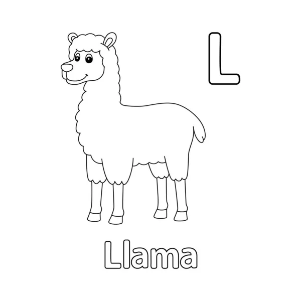 Abc Vector Image Shows Llama Coloring Page Isolated White Background — Vector de stock