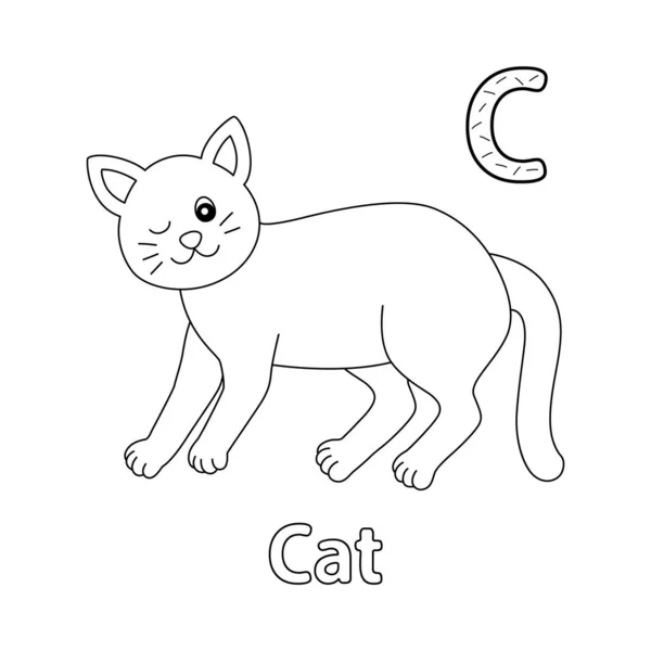 Abc Vector Image Shows Cat Coloring Page Isolated White Background — Vector de stock