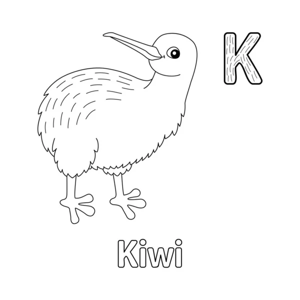 Abc Vector Image Shows Kiwi Coloring Page Isolated White Background — Image vectorielle