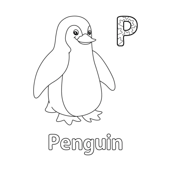 Abc Vector Image Shows Penguin Coloring Page Isolated White Background — Stock Vector