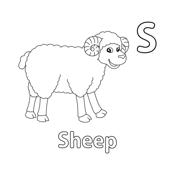 Abc Vector Image Shows Sheep Coloring Page Isolated White Background —  Vetores de Stock