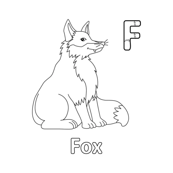 Abc Vector Image Shows Sitting Fox Coloring Page Isolated White — ストックベクタ