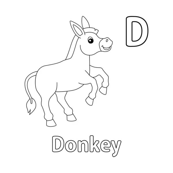 Abc Vector Image Shows Jumping Donkey Coloring Page Isolated White — Vector de stock