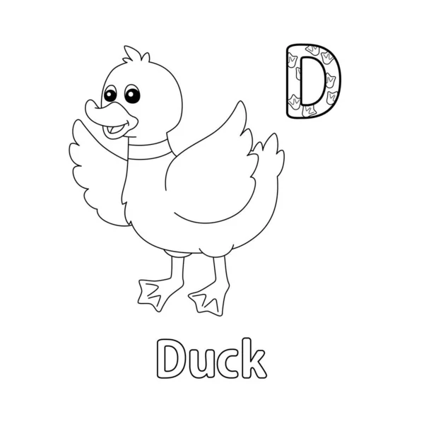 Abc Vector Image Shows Duck Coloring Page Isolated White Background — Stock Vector