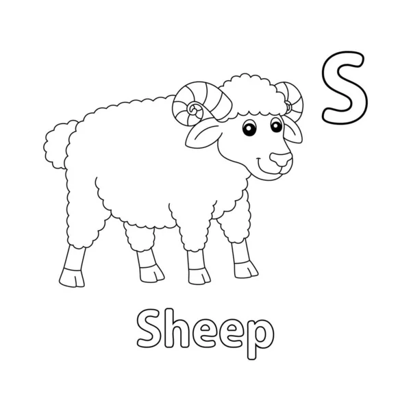 Abc Vector Image Shows Sheep Coloring Page Isolated White Background —  Vetores de Stock