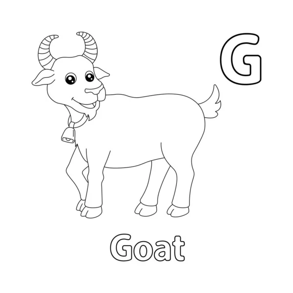 Abc Vector Image Shows Goat Coloring Page Isolated White Background — Stock vektor