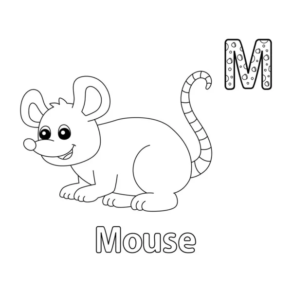 Abc Vector Image Shows Mouse Coloring Page Isolated White Background - Stok Vektor