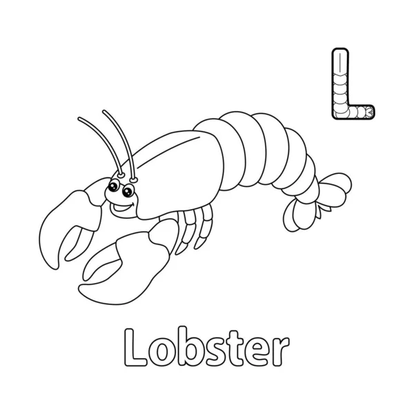 Abc Vector Image Shows Lobster Coloring Page Isolated White Background — Stock Vector