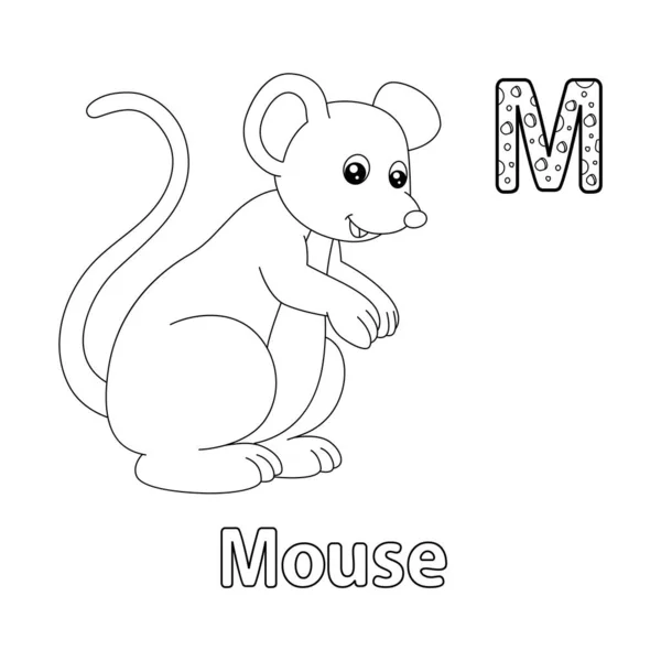 Abc Vector Image Shows Mouse Coloring Page Isolated White Background - Stok Vektor