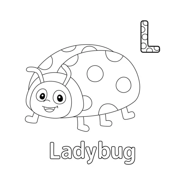 Abc Vector Image Shows Ladybug Coloring Page Isolated White Background — Image vectorielle
