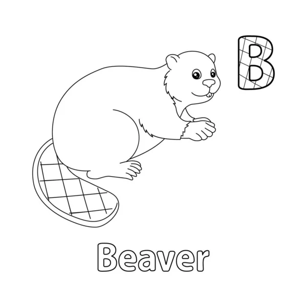 Abc Vector Image Shows Beaver Coloring Page Isolated White Background — Stock Vector