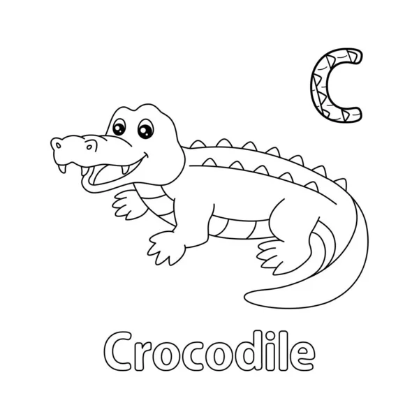 Abc Vector Image Shows Crocodile Coloring Page Isolated White Background — Vector de stock