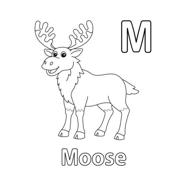 Abc Vector Image Shows Moose Coloring Page Isolated White Background — Archivo Imágenes Vectoriales