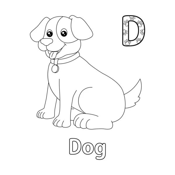 Abc Vector Image Shows Dog Coloring Page Isolated White Background — Stock vektor