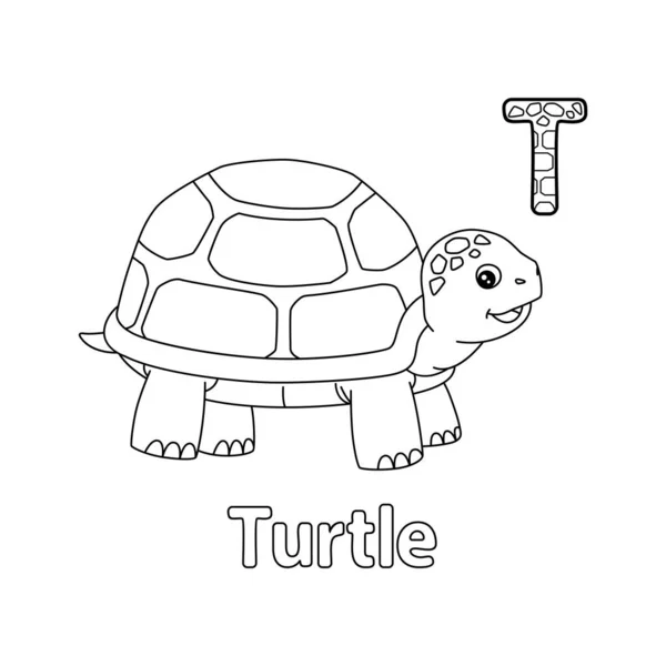 Abc Vector Image Shows Turtle Coloring Page Isolated White Background — 图库矢量图片