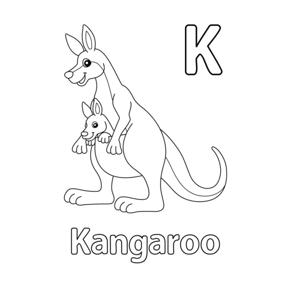 Abc Vector Image Shows Kangaroo Kid Coloring Page Isolated White — Stock Vector