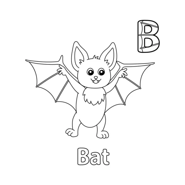 Abc Vector Image Shows Bat Coloring Page Isolated White Background — 图库矢量图片