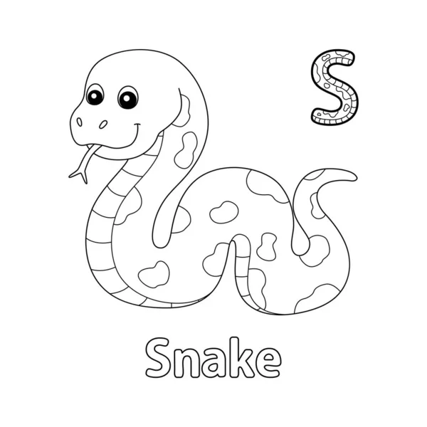 Abc Vector Image Shows Snake Coloring Page Isolated White Background — Archivo Imágenes Vectoriales