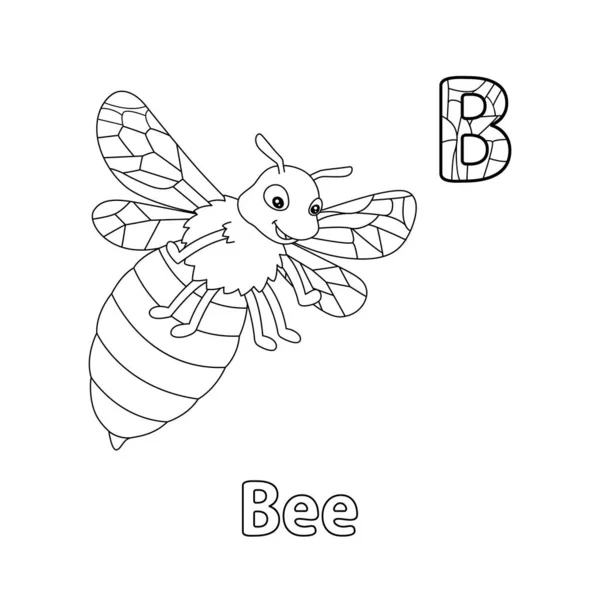 Abc Vector Image Shows Bee Coloring Page Isolated White Background — Wektor stockowy