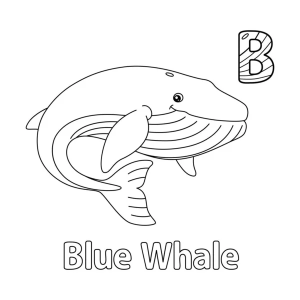 Abc Vector Image Shows Blue Whale Coloring Page Isolated White — 图库矢量图片