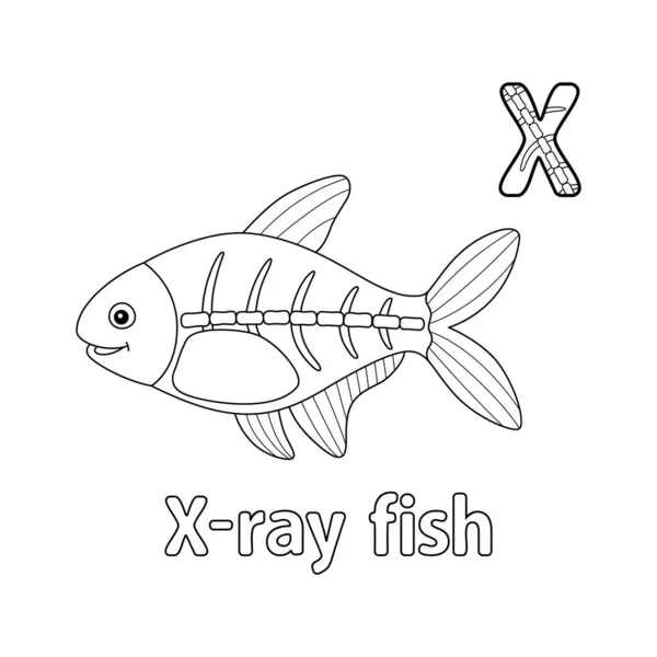 Abc Vector Image Shows Ray Fish Coloring Page Isolated White — Vector de stock