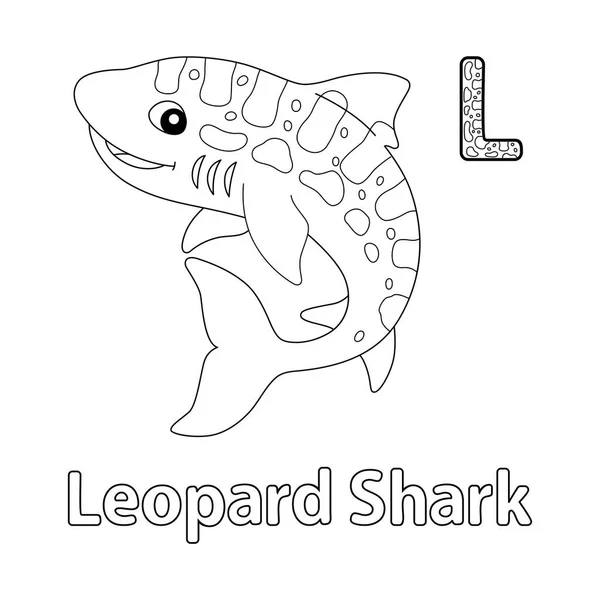 Abc Vector Image Shows Leopard Shark Coloring Page Isolated White - Stok Vektor