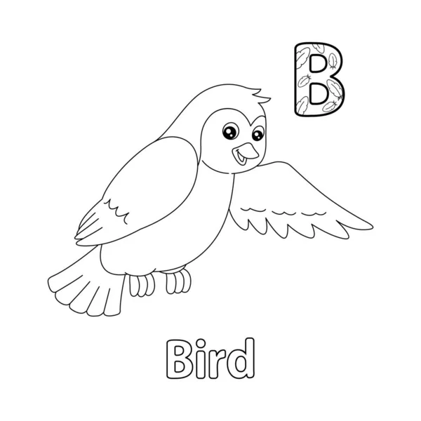 Abc Vector Image Shows Bird Coloring Page Isolated White Background —  Vetores de Stock