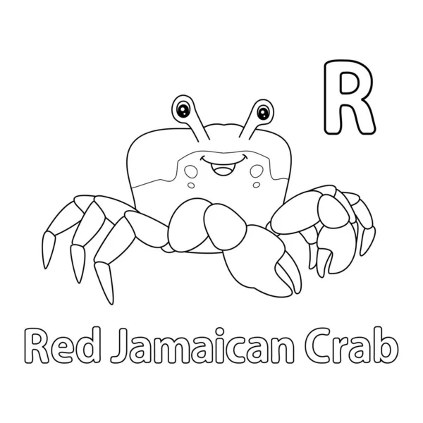 Abc Vector Image Shows Red Jamaican Crab Coloring Page Isolated — Stock Vector