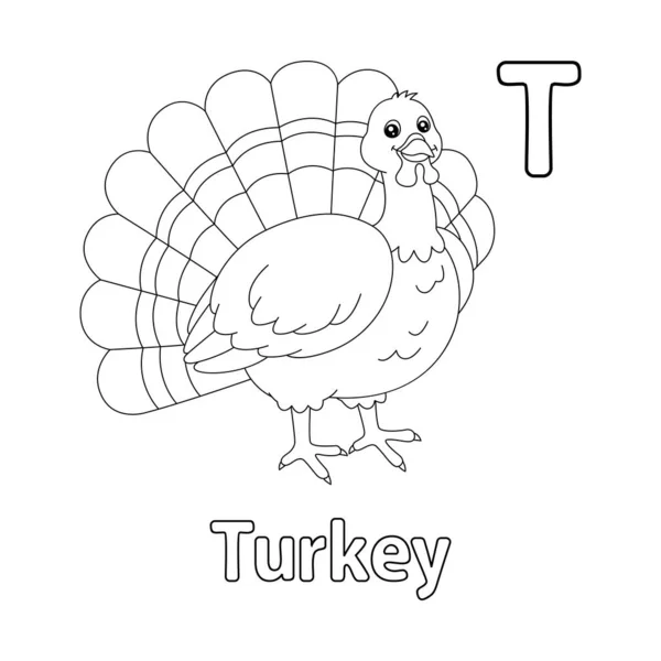 Abc Vector Image Shows Turkey Coloring Page Isolated White Background — Stockvektor