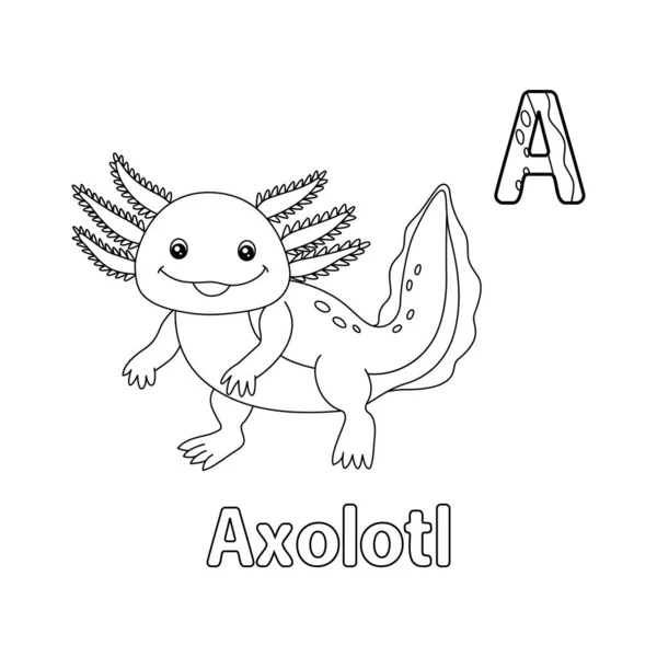 Abc Vector Image Shows Axolotl Coloring Page Isolated White Background — Vector de stock