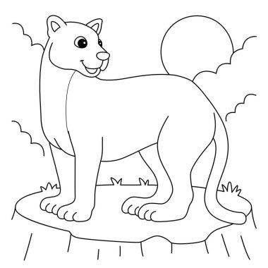 A cute and funny coloring page of a puma Provides hours of coloring fun for children. To color, this page is very easy. Suitable for little kids and toddlers.