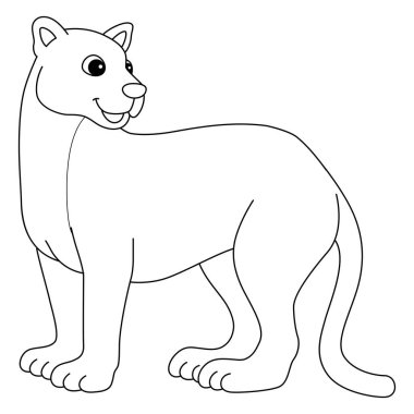 A cute and funny coloring page of a puma Provides hours of coloring fun for children. To color, this page is very easy. Suitable for little kids and toddlers.