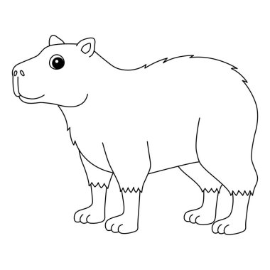 A cute and funny coloring page of a capybara. Provides hours of coloring fun for children. To color, this page is very easy. Suitable for little kids and toddlers.