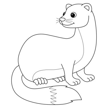 A cute and funny coloring page of a weasel animal. Provides hours of coloring fun for children. To color, this page is very easy. Suitable for little kids and toddlers.