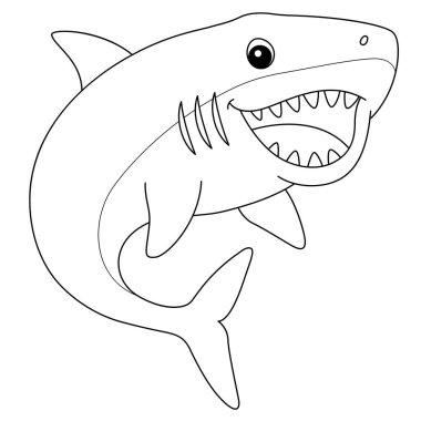 A cute and funny coloring page of a megalodon. Provides hours of coloring fun for children. To color, this page is very easy. Suitable for little kids and toddlers.