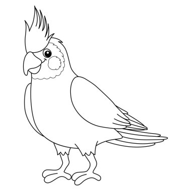 A cute and funny coloring page of a cockatiel. Provides hours of coloring fun for children. To color, this page is very easy. Suitable for little kids and toddlers.